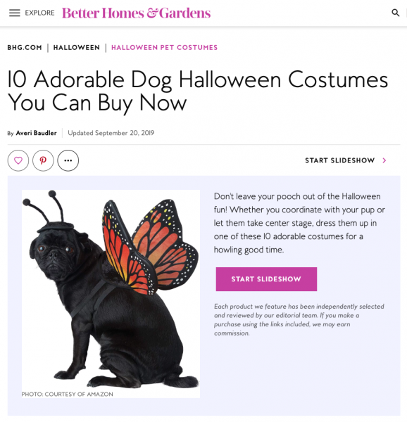 BHG pet costumes screenshot