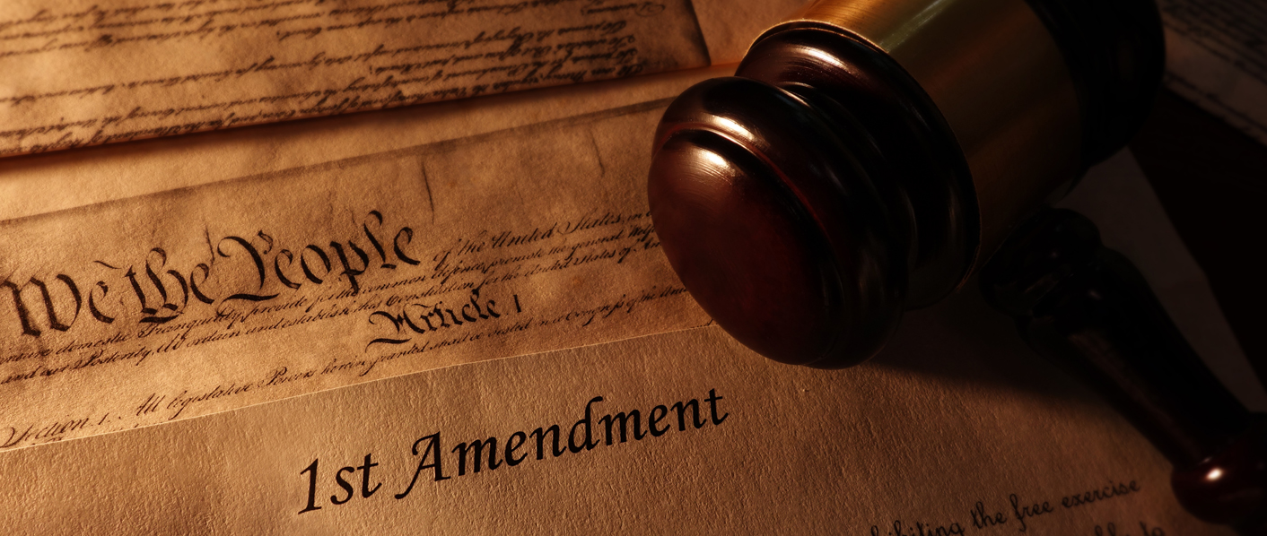 closeup of the words We the People and 1st Amendment